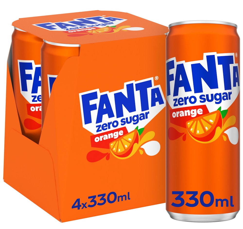 Fanta Orange Zero Sugar 4 x 0,33L, 1,32 l