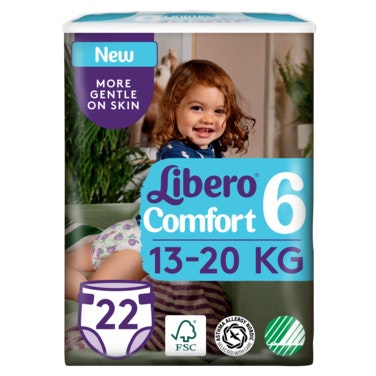 Libero Comfort Åpen Bleie Str. 6, 13-20kg, 22 stk