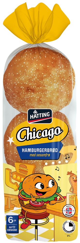 Chicago Hamburgerbrød 6 stk, 480 g