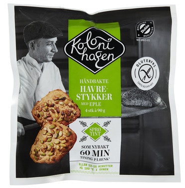 Bilde: © Kolonihagen / Oda Kolonihagen Havrestykker Med Eple Glutenfri, 4x90g, 360 g