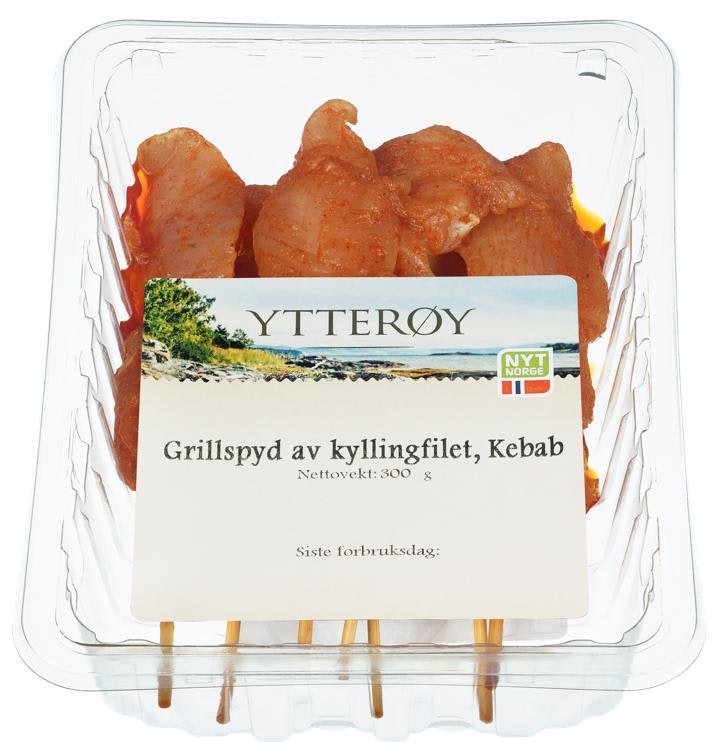 Ytterøy Kylling Kebab Grillspyd Av Kyllingfilet Rå