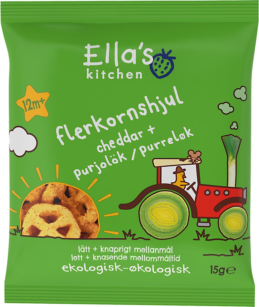 Ella's Kitchen Flerkornshjul Cheddar/Purjolök 12M EKO Ella's Kitchen