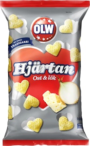 OLW Chips Hjärtan Ost & Lök 100g OLW