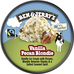 Ben & Jerrys Glass Vanilla Pecan Blondie Fairtrade