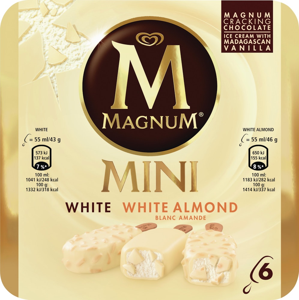 Magnum Mini White & White Almond 6-p GB Glace