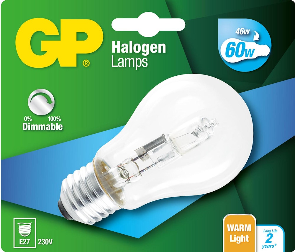 GPBM Halogen Classic A55 46W 630LM E27 GP Batteries