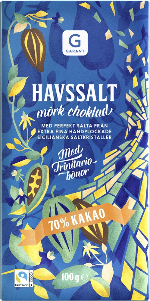 Garant Mörk Choklad Havssalt 70% Fairtrade 100g Garant
