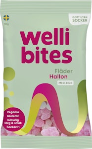 Wellibites Godis Fläder & Hallon Sockerfri 70g Wellibites