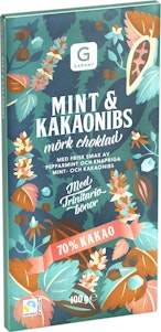 Garant Mörk Choklad Mint & Kakaonibs 70% 100g Garant