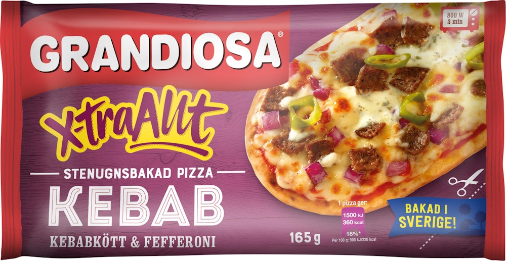 Grandiosa Pizza X-Tra Allt Kebab Fryst 165g Grandiosa