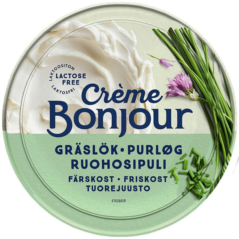 Creme Bonjour Färskost Gräslök 25% Laktosfri 100g Crème Bonjour