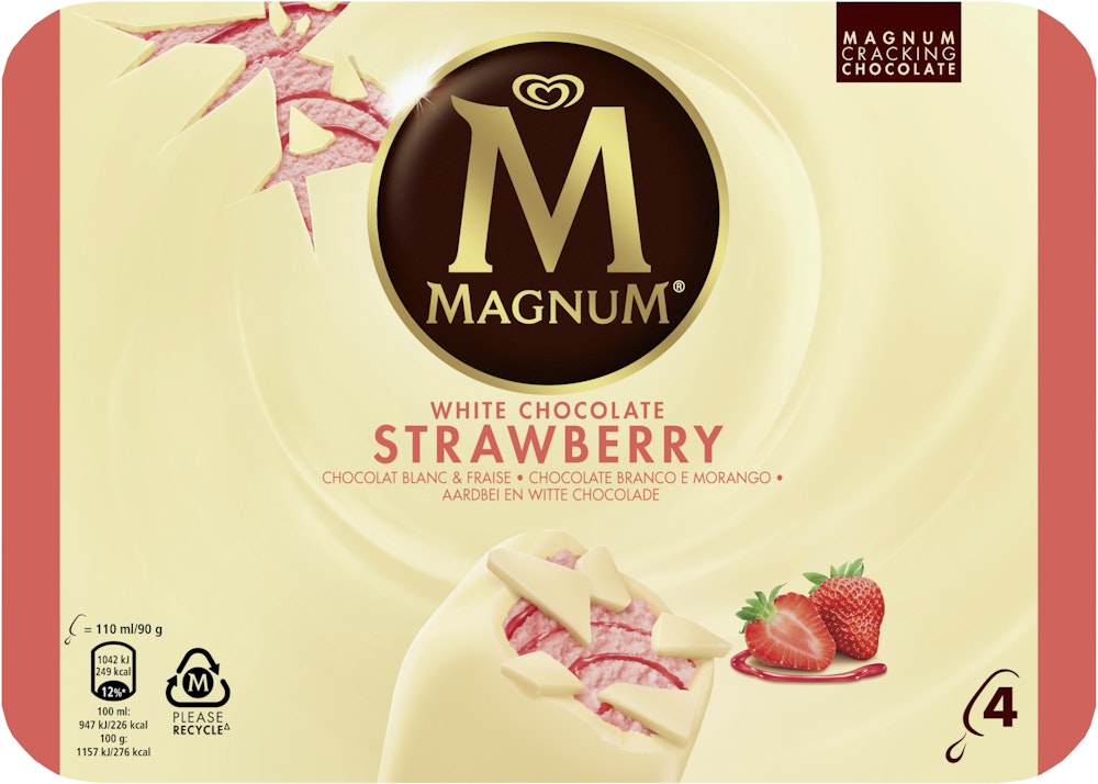 Magnum White Chocolate & Strawberry 4-p GB Glace