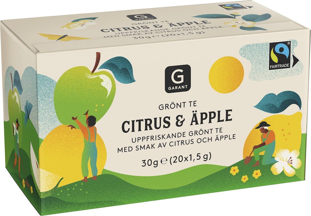 Garant Grönt Te Citrus & Äpple Fairtrade 20-p