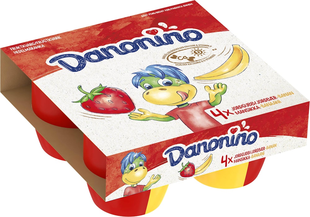 Danonino Fruktkvarg Jordgubb & Banan 4x95g Danonino