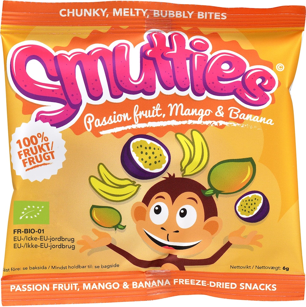 Smutties Fruktbitar Passionfrukt, Mango & Banan EKO Smutties