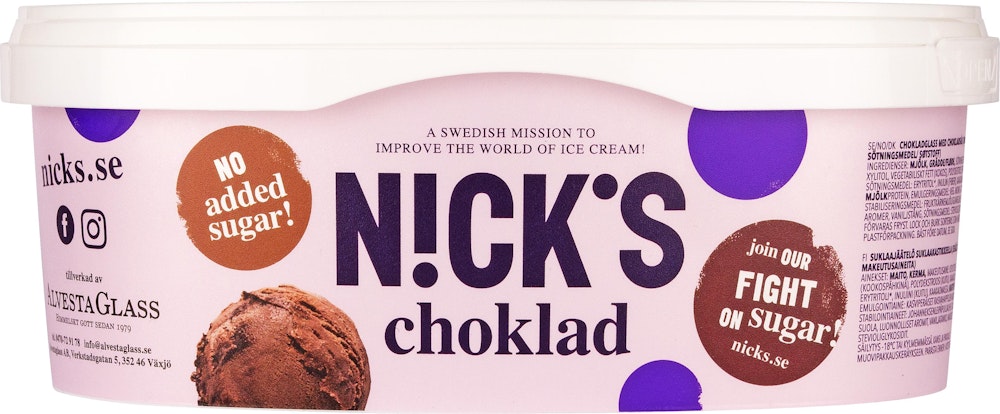 Nick´s Glass Choklad Utan Tillsatt Socker Nick's