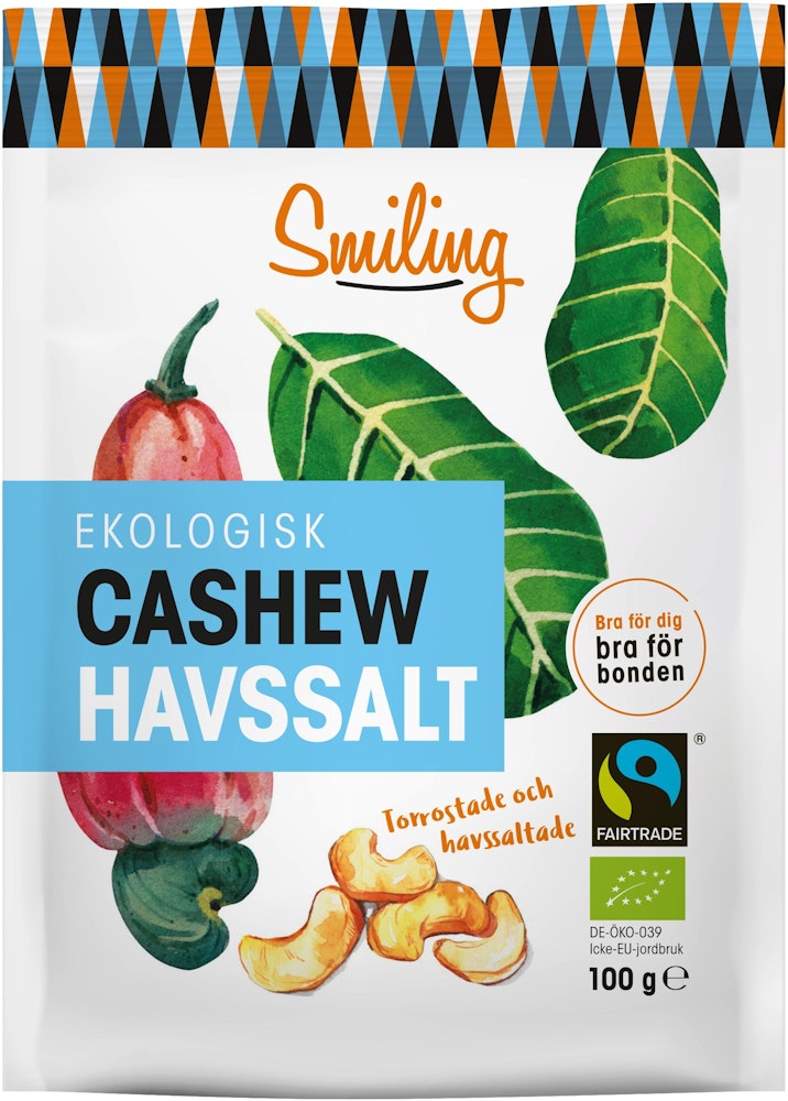 Smiling Cashewnötter Havssalt Fairtrade/EKO Smiling