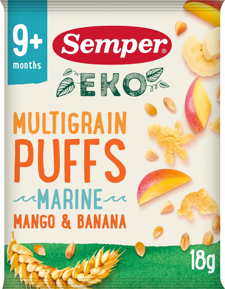 Semper Multigrain Puffs Mango & Banan 9M EKO 18g Semper