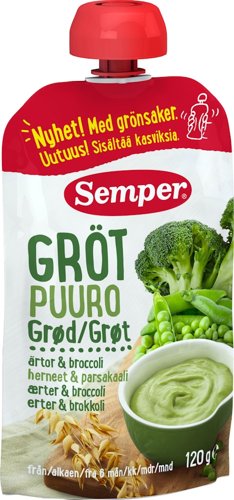 Semper Klämmis Gröt Ärtor & Broccolli 6M Semper