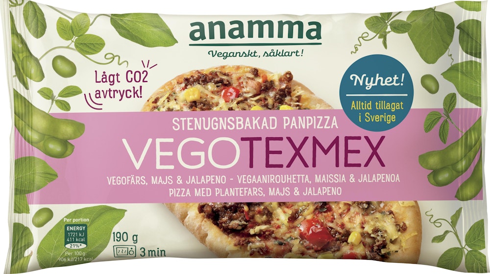 Anamma Panpizza Vegotexmex Fryst 190g Anamma