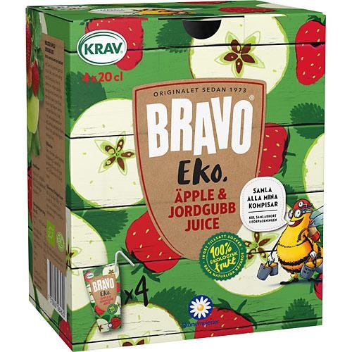 Bravo Äpple & Jordgubbsjuice EKO/KRAV 4x Bravo