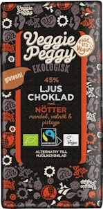 Veggie Peggy Vegansk Ljus Choklad med Nötter EKO/Fairtrade 85g Veggie Peggy