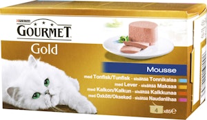 Gourmet Våtfoder Tonfisk/Lever/Kalkon/Oxkött Mousse 4x Gourmet Gold