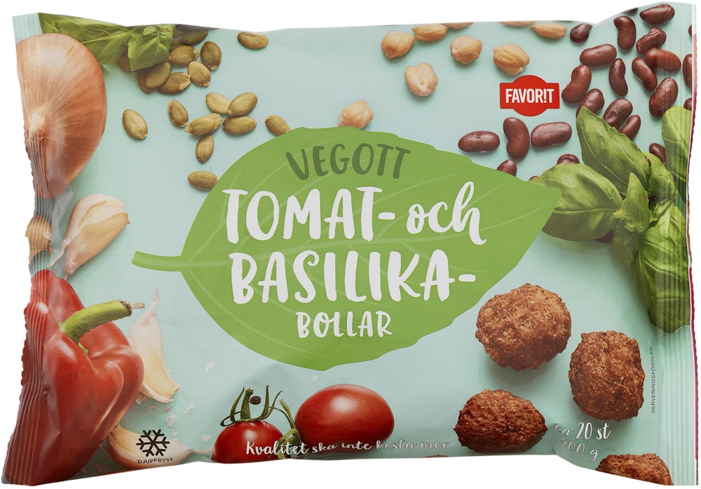 Favorit Vegott Tomat & Basilikabollar Frysta Favorit