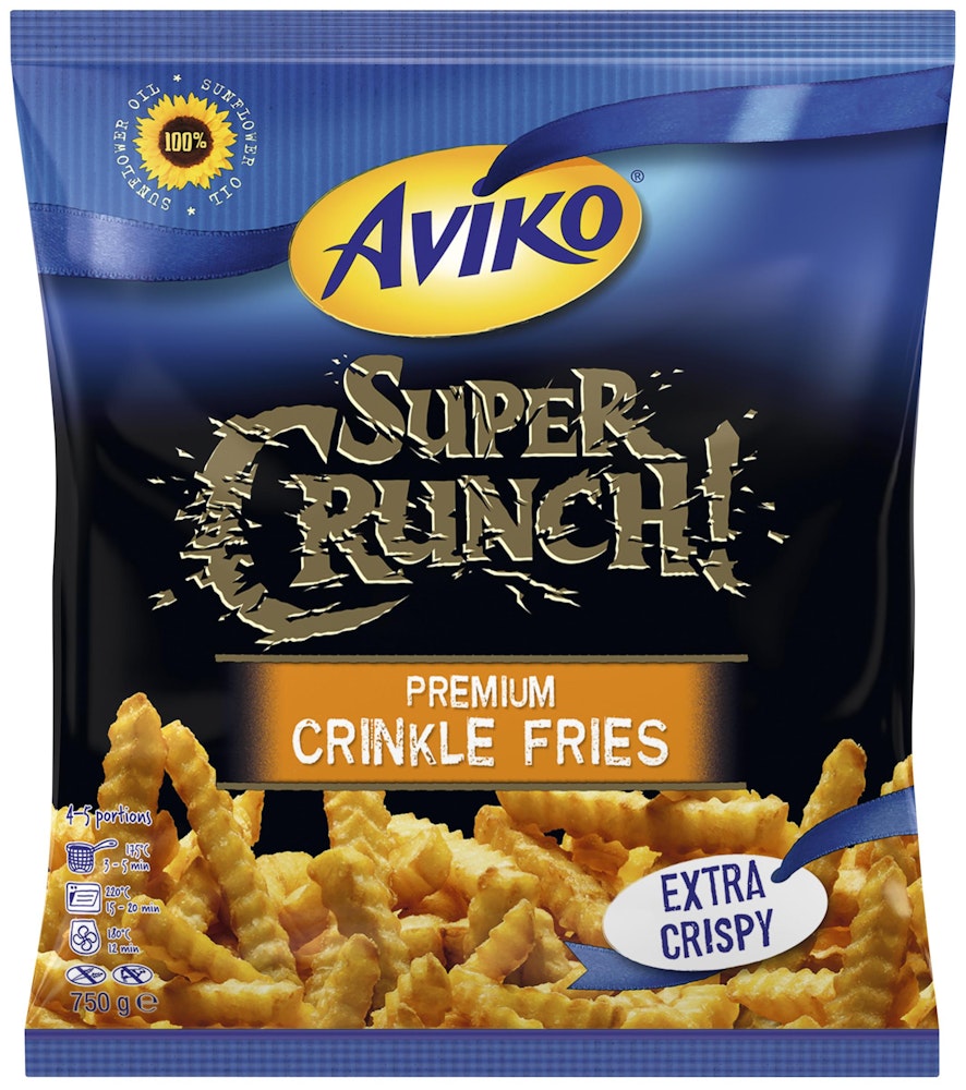 Aviko Pommes Frites Super Crunch Premium Crinkle Fryst 750g Aviko
