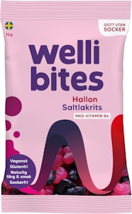 Wellibites Godis Hallon & Saltlakrits Sockerfri 70g Wellibites