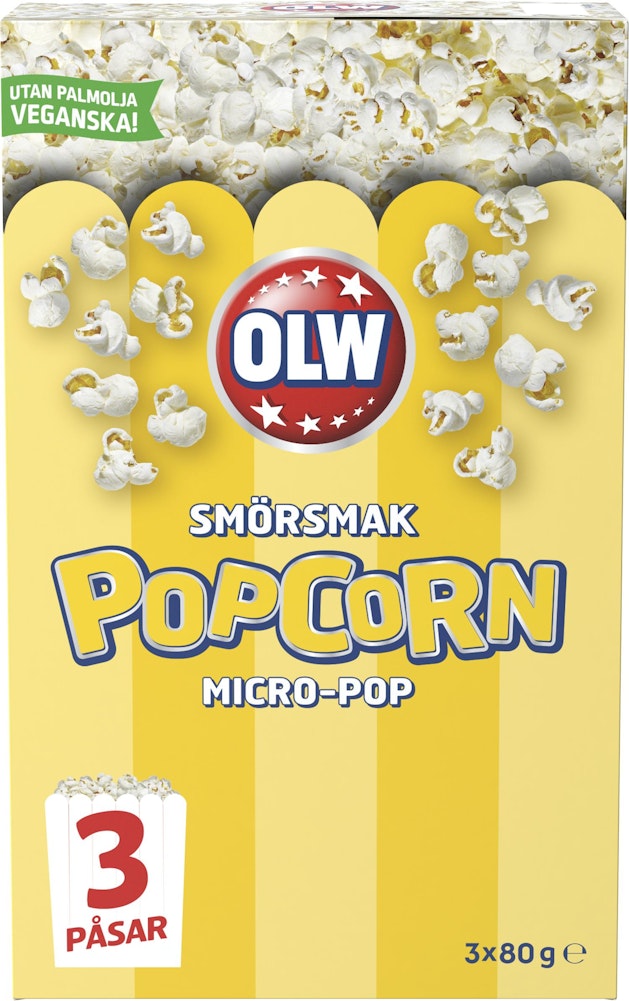 OLW Micropopcorn Smör 3x80g Olw