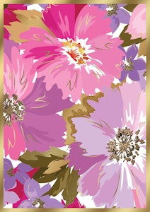 Pictura Kort med Kuvert Rosa Blommor Pictura