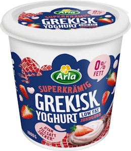 Arla Grekisk Yoghurt Mini Jordgubb 0% 1000g Arla