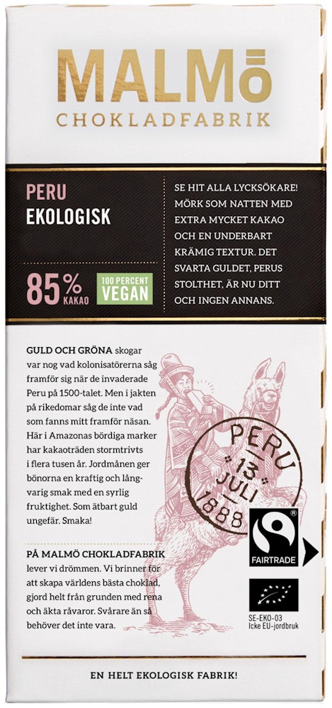 Malmö Chokladfabrik Choklad Peru 85% EKO/Fairtrade 80g Malmö Chokladfabrik