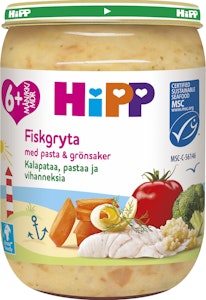 Hipp Fiskgryta med Pasta/Grönsaker 6M 190g Hipp