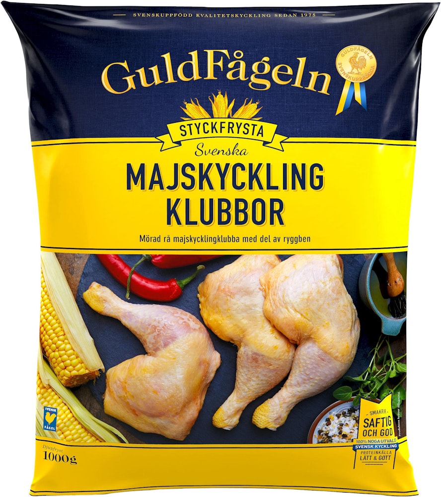 Guldfågeln Majskycklingklubbor Svenska Fryst 1000g Guldfågeln