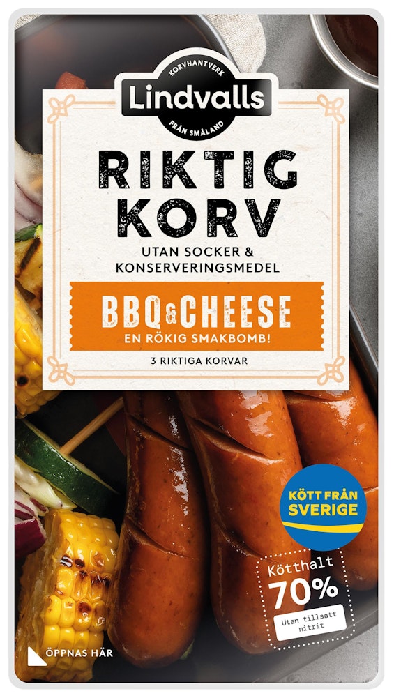 Lindvalls Korv BBQ & Cheese 270g Lindvalls