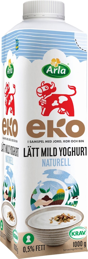 Arla Ko Ekologisk Yoghurt Lätt Mild Naturell 0,5% EKO 1000g Arla