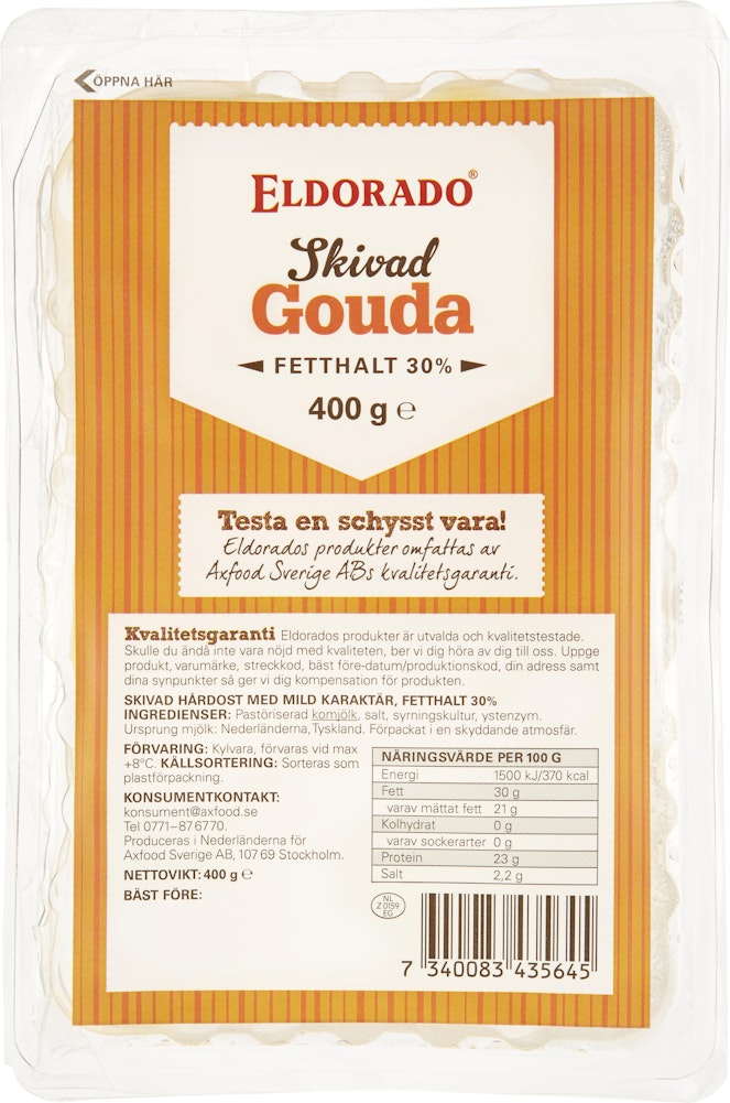 Eldorado Gouda Skivad 30% 400g Eldorado