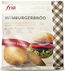 Fria Hamburgerbröd Glutenfri Frysta 4-p 280g  Fria