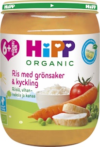 Hipp Barnmat Ris, Grönsaker & Kyckling 6M EKO 190g Hipp