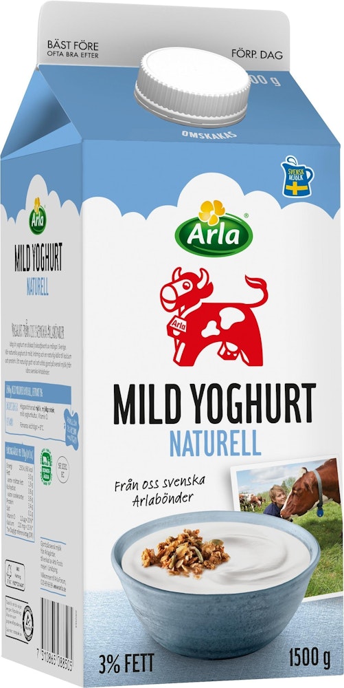 Arla Ko Yoghurt Mild Naturell 3% 1500g Arla