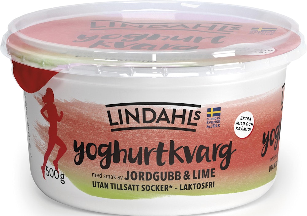 Lindahls Yoghurtkvarg Jordgubb/Lime Laktosfri 0,3% 500g Lindahls
