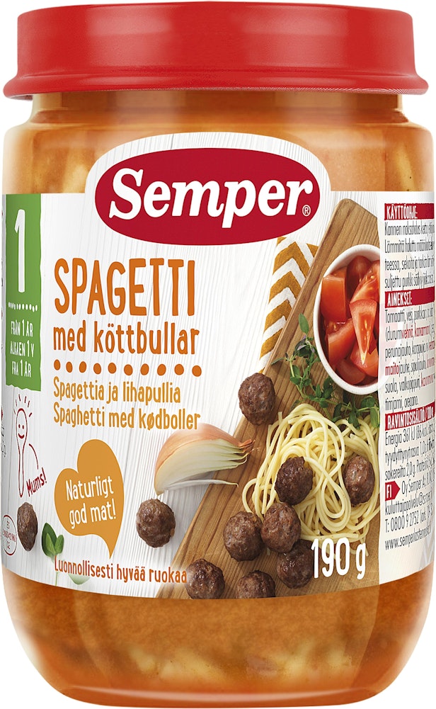 Semper Spagetti med Köttbullar 12M Semper