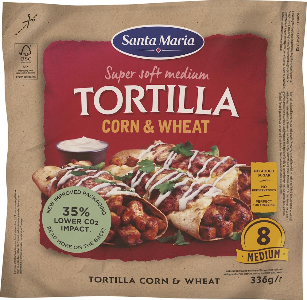 Santa Maria Tortillas Corn & Weat Medium 8-p Santa Maria