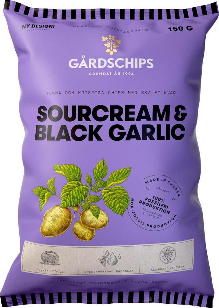 Gårdschips Chips Sourcream & Black Garlic Gårdschips