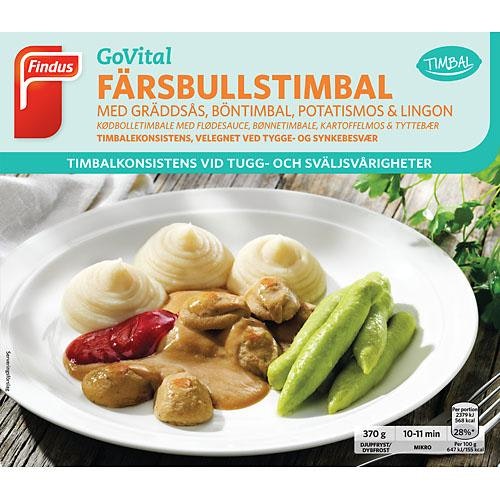 Findus Färsbullstimbal med Gräddsås, Böntimbal, Potatismos & Lingon Fryst Findus