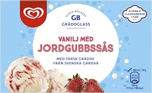 GB Glace Gräddglass Vanilj med Jordgubbssås 500ml GB Glace