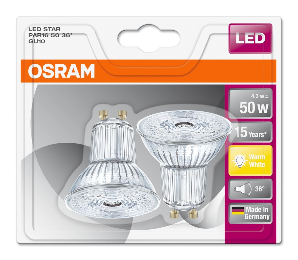 Osram LED Spot Par16 50 36° GU10 2-p Osram