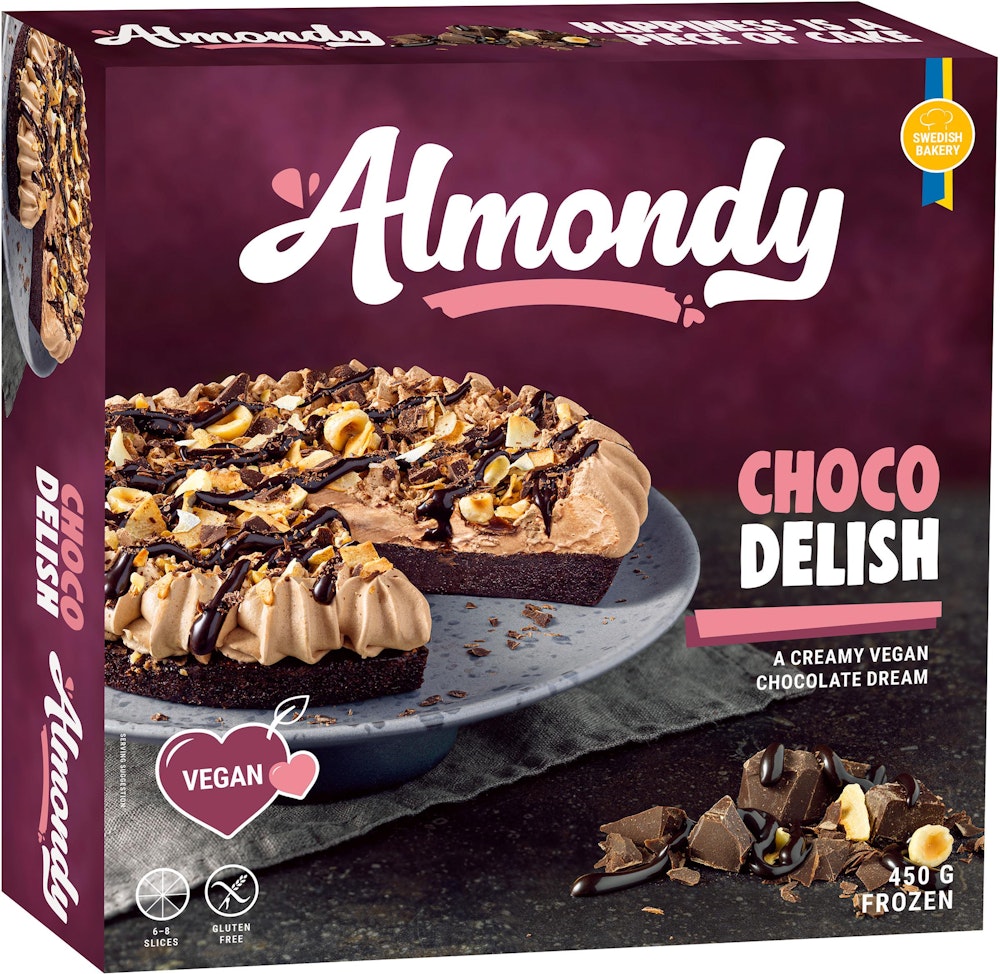 Almondy Tårta Choco Delish Glutenfri Vegansk Fryst 450g Almondy